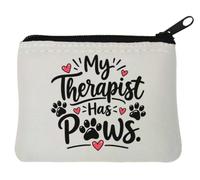 Cute Cat Paws with Hearts Around Neoprene Coin Purse Pouch 10x11cm White
