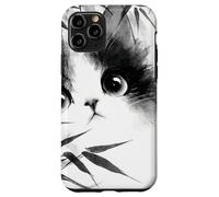 Cute Cat Peeking Through Bamboo Japanese Sumi-e Art Case for iPhone 11 Pro