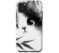 Cute Cat Peeking Through Bamboo Japanese Sumi-e Art Case for iPhone 11 Pro Max