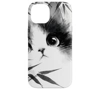 Cute Cat Peeking Through Bamboo Japanese Sumi-e Art Case for iPhone 14