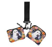 Cute Cat Phantom Flowers Spooky Halloween Vibes Women's Coin Wallet Card