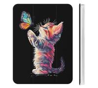 Cute Cat Playing Butterflies Tablet Case Compatible with Mini4/5（7.9in） Trifold Cover Stand Protective Case Cover
