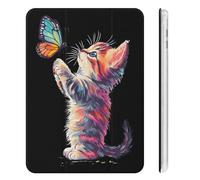 Cute Cat Playing Butterflies Tablet Case Compatible with Mini6（8.3in） Trifold Cover Stand Protective Case Cover