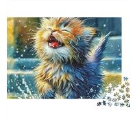 Cute Cat Playing in Water 1000 Piece Jigsaw Puzzle for Adults 52x38cm/1000pcs