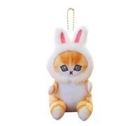 Cute Cat Plush Keychain, Stuffed Animal With Bunny Hat Pendant, Purse Charm For Kids, Backpack Accessory, Hand Bag Decoration, Birthday Gift