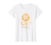 Cute Cat Positive Mindset Quote with Crown and Stars Value Graphic T-Shirt, Women, White, XS