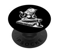 Cute Cat Pottery Wheel Throwing Ceramic Artist Retro PopSockets Adhesive PopGrip