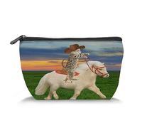 Cute Cat Print,Toiletry Bag Travel Bag,The Cat Cowboy on a Horse,Makeup Cosmetic Bag Travel Organizer for Accessories,Multicolor(Trapezoid)