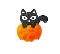 Cute Cat Pumpkin Brooch for Women Men Acrylic Funny Design Kitten Cat Lying on Pumpkin Brooches Clothing Accessories Lapel Pins Hat Bag Badges Halloween All Saints' Day Festival Party Ornament