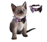 Cute Cat Puppy Collar with D-Ring,Adjustable Quick Release Pet Shirt Collar Bandana with Bell Pendant for Cat Puppy Small Dog_Black flower