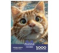 Cute Cat Puzzle 1000 Pieces for Adults Mindful Relaxing Hobby Animals Eco-Friendly Thick Board 38x26cm/1000pcs