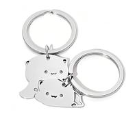 Cute Cat Puzzle Keychain, 2Pcs Couples Matching Gifts Cute Cat Keychains Puzzle Friendship Best Friend Key Chain Stainless Steel for Friends Families Adults Wedding Anniversary Valentines Day Gifts
