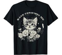 Cute Cat Rage Consumes Me Funny Sarcastic Kids Womens Mens T Shirt Small Black