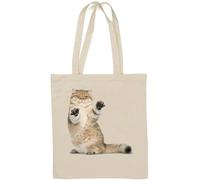 Cute Cat Raising It's Paws Natural Cotton Tote Bag White