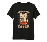 Cute Cat Ramen Noodle Soup-Purr Eater Kawaii Premium T-Shirt