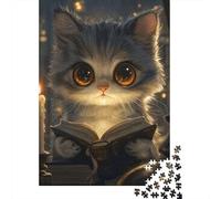 Cute Cat Reading Book 1000 Piece Jigsaw Puzzle, 38x26cm/1000pcs, for Adults, Fresh Winter Hobby, Quiet Evening Activity And A Fresh Start