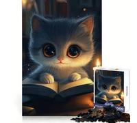 Cute Cat Reading by Candlelight Jigsaw Puzzle 1000 Piece for Teenagers Pastime Game Vivid Color Home Game (38x52cm)