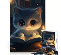 Cute Cat Reading by Candlelight Teenager Jigsaw Puzzles 1000 Pieces Brain Teaser Smooth Cut Family Pastime Festive Gift (50x75cm)
