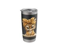 Cute Cat Reading Glasses Kitten Book Lover Design Stainless Steel Insulated Tumbler