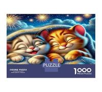Cute Cat Recycled Paper Two Cats Napping Cosmic Jigsaw Puzzle Interactive Family Activity 70x50cm/1000pcs