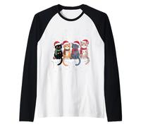 Cute Cat Reindeer Christmas Raglan Baseball Tee