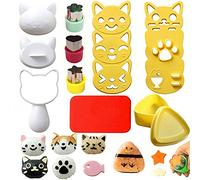 Cute Cat Rice Ball Molds 6 Sets Sushi Molds Bento Accessories Kits with 3PCS Vegetable Fruit Cutter Shapes and 1PC Gimbap Mold Triangle for Nori Rice Making DIY Bento Box Picnic Tools