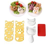 Cute Cat Rice Ball Molds Lovely Rice Ball Mold Sushi Molds Bento Accessories Kits Kitchen Sandwich DIY Kitchen Tools for Nori Rice Making DIY Bento Box Picnic Tools（White,3Pcs）