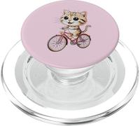 Cute Cat Riding Bicycle Kawaii Cartoon Artwork PopSockets PopGrip for MagSafe
