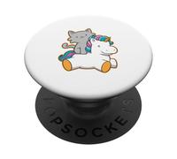 Cute Cat Riding Unicorn Magical Feline Design PopSockets Adhesive PopGrip
