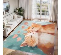 Cute Cat Rug for Entryway, Kids Girls Cartoon Kitten Small Mats and Rugs 40 x 60 cm, Rugs and Mats, Washable Non Slip Low Pile Soft Indoor Area Rug, Home Decor ZY&L17