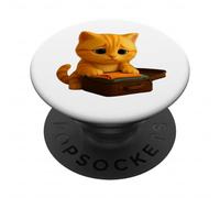 Cute Cat Sad to Leave Holiday, Adorable Animated Leo the Cat PopSockets Adhesive PopGrip