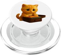 Cute Cat Sad to Leave Holiday, Adorable Animated Leo the Cat PopSockets PopGrip for MagSafe