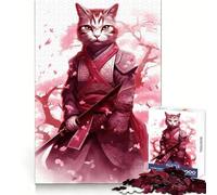Cute Cat Samurai 1000 Pieces Puzzles for Adults DIY Fun Tight Connection Pattern Build Xmas Present (50x75cm)