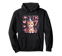 Cute Cat Seventh 7th Birthday Party Kitten Design Kids Pullover Hoodie