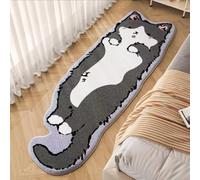 Cute Cat Shaped Rug for Bedroom, Washable Irregular Cartoon Tufted Rug, Modern Printed Area Rugs Room Decor (Grey, XL)