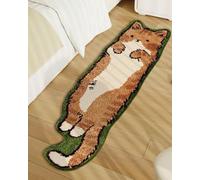 Cute Cat Shaped Rug for Bedroom, Washable Irregular Cartoon Tufted Rug, Modern Printed Area Rugs Room Decor (Orange, XXL)