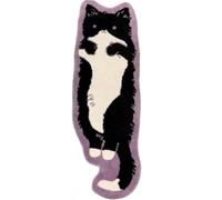 Cute Cat Shaped Rug for Bedroom, Washable Irregular Cartoon Tufted Rug, Modern Printed Area Rugs Room Decor (Black, XS)