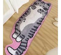 Cute Cat Shaped Rug for Bedroom, Washable Irregular Cartoon Tufted Rug, Modern Printed Area Rugs Room Decor (Pink, L)