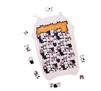 Cute Cat Shaped Wooden Jigsaw Puzzle, Unique Cat Shaped Irregular Puzzle, Cartoon Animal Themed Woodens Jigsaw Decorative Gifts for Animals Lovers