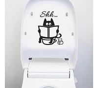 Cute Cat Shh Pattern Toilet Seat Stickers Wall Vinyl Stickers Unique Removable Decal Vinyl Mural Creative Washing Room Decorations