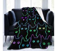 Cute Cat Silhouettes Neon Blanket, Soft Blankets Flannel Bed Throw Cozy Lightweight Plush Gifts for Kids Boys Girls Women Men Sofa Couch Bedroom Living Rooms Warm All Season, Home Decor, 60"x50"