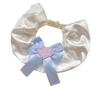 Cute Cat Silky Bandana with Heart Bow, Collar Cloth for Kitten Small Dog Under 25 Lbs, Pet Neck Scarf Photo Prop (Blue,L)