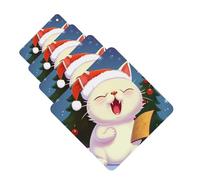 Cute Cat Sing Christmas Carols Car Air Freshener Cards for Women Men 4 Pack Cute Car Accessories Long Lasting Scent Car Diffuser Hanging Auto Aromatherapy Tablets Car Fresheners Gifts