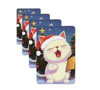 Cute Cat Sing Christmas Carols Car Air Freshener Cards for Women Men 4 Pack Cute Car Accessories Long Lasting Scent Car Diffuser Hanging Auto Aromatherapy Tablets Car Fresheners Gifts