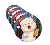 Cute Cat Sing Christmas Carols Car Air Freshener Cards for Women Men 4 Pack Cute Car Accessories Long Lasting Scent Car Diffuser Hanging Auto Aromatherapy Tablets Car Fresheners Gifts