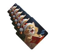 Cute Cat Sing Christmas Carols Car Air Fresheners 6 Pcs Funny Hanging Car Air Fresheners Cute Long Lasting Scented Mirror Hanging Decoration Ornaments Gift Auto Interior Decor For Men Women Square