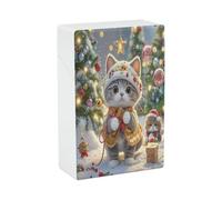 Cute Cat Sing Christmas Carols Cigarette Case Lightweight Portable Cigarette Holder Case Waterproof Anti-Squeeze Cigarette Box for Outdoors Smoking Accessories 20 Capacity Normal Size