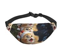 Cute Cat Sing Christmas Carols Fanny Pack for Men Women Belt Bag Fashion Waist Bag Everywhere Crossbody Bag Wallet Hip Bum Bag with Adjustable Strap Waterproof Chest Bag for Travel Hiking Sports,