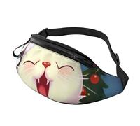 Cute Cat Sing Christmas Carols Fanny Pack for Men Women Fashion Running Waist Packs Waterproof Crossbody Bags Everywhere Belt Bag with Adjustable Strap Sports Hip Pack for Travel Wallet