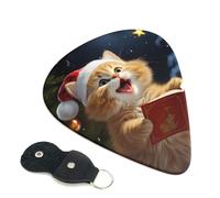 Cute Cat Sing Christmas Carols Guitar Picks 6-Pack - Pick Set (0.46mm / 0.71mm / 0.96mm) Suitable For Guitar And Ukulele Playing